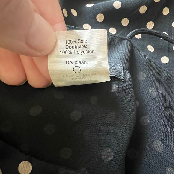 J.Crew Woman’s Black Polka Dot Blouson Silk Sleeveless Dress- Size 0 - Picture 9 of 9